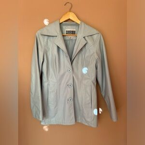 Baby Blue Vintage Pleather Jacket - 90s does 70s - Size Small